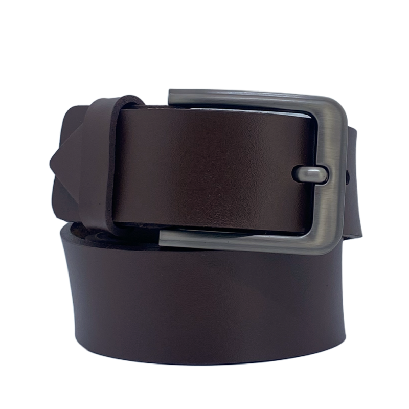 Premium Leather Belt B12 - Dark Brown, 115 cm