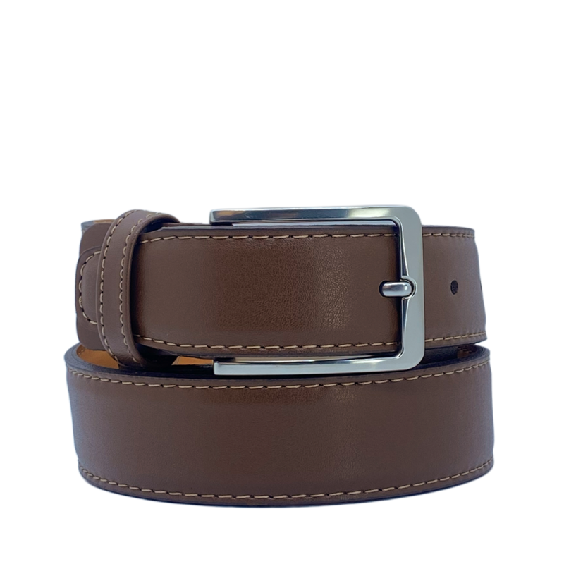 Premium Leather Belt B8 - Light Brown, 105 cm